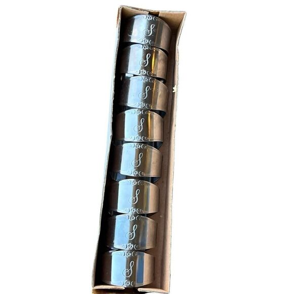 Stainless Steel Napkin Rings Set Of 8 Custom Craft Initial Letter "S" Engraved - Picture 6 of 6